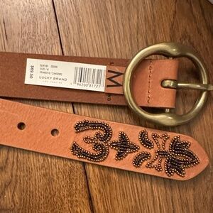 Lucky Brand Brown Leather Belt with Gold Buckle
